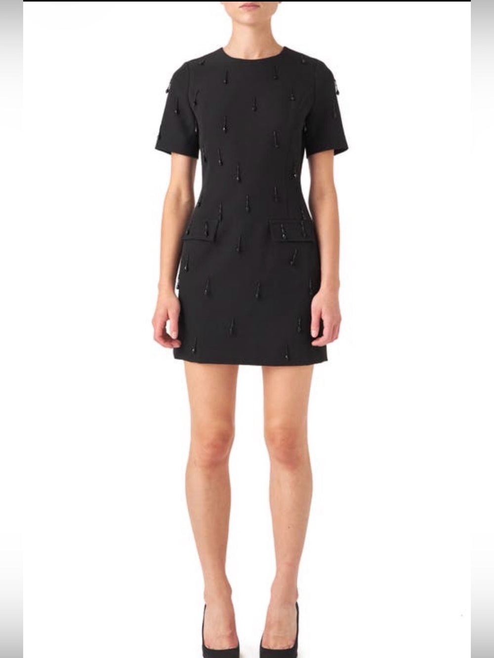 NWOT Endless Rose Beaded Fringe Black Mini Dress Sz Large